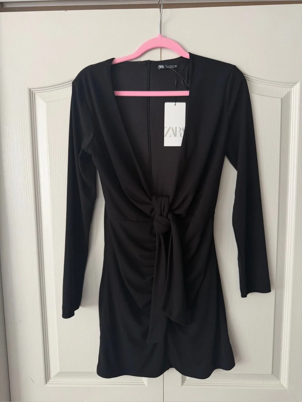 zara long sleeve mini dress ZARA Black Velvet Long Sleeve Mini Dress XL NWT 4786/353